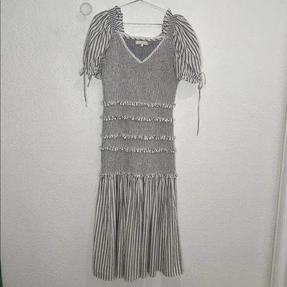 LOVESHACKFANCY THEA DRESS - STRIPE Navy/White Large - Picture 2 of 15